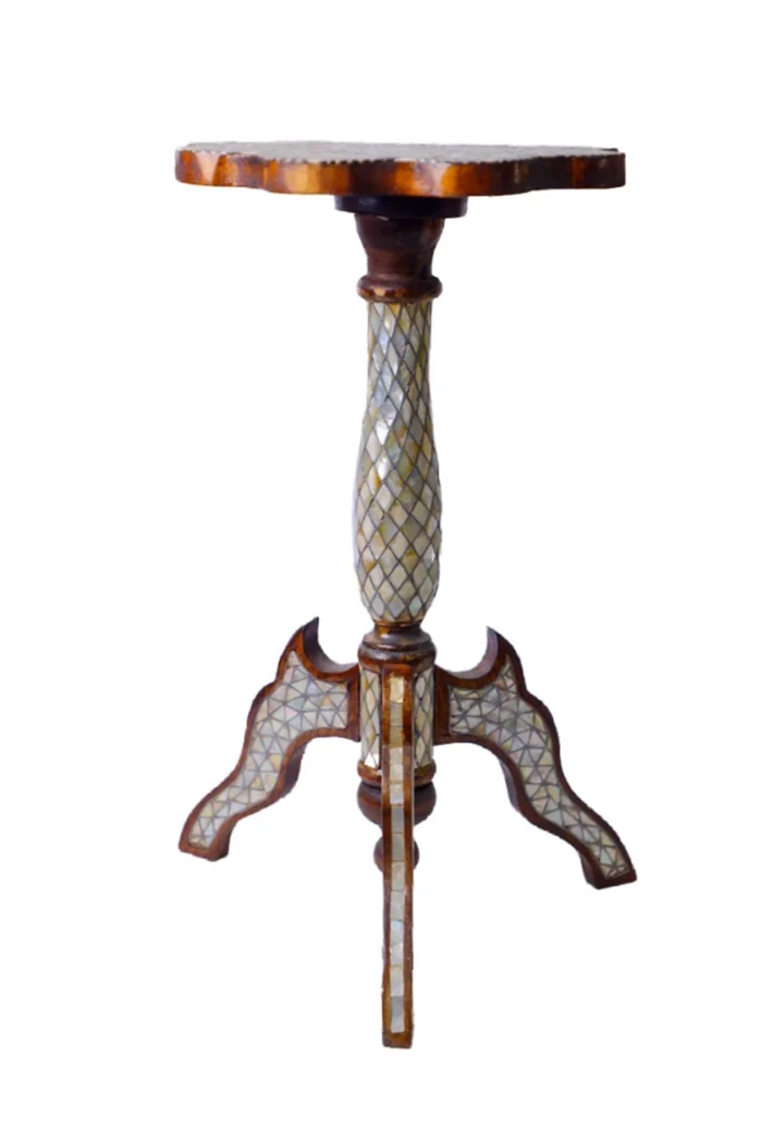 Small Oriental Wooden Table with Mother-Of-Pearl Inlay – Handmade - Image 1