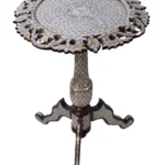 Handmade Tea Table with Mother-Of-Pearl Inlay  Floral Edge