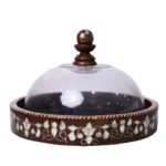 Handmade Serving Tray with Mother-of-Pearl and Glass Dome