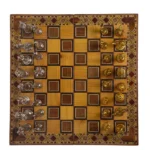 Handcrafted Chess Set with Metal Pieces – Foldable Mosaic Board