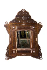 Handcrafted Walnut Wood Mirror with Mother-Of-Pearl Inlays