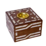 Wooden Incense Burner with Mother-Of-Pearl Inlay, Handmade