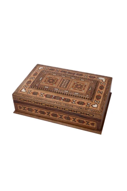 Vintage Mosaic Box with Red Velvet – Handmade Wooden Box