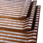 Set of 3 Walnut Serving Trays with Mother-of-Pearl Inlay, Handmade