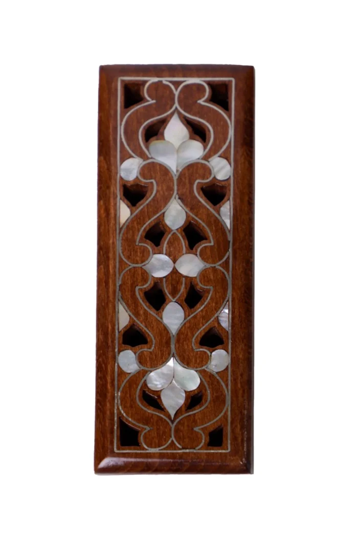 Handcrafted Wooden Box with Mother of Pearl Inlay – Floral Design - Image 1