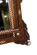 Handcrafted Walnut Wood Mirror with Mother-Of-Pearl Inlays - Image 2