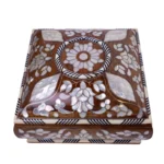 Handmade Walnut Wood Box with Mother-Of-Pearl Inlays