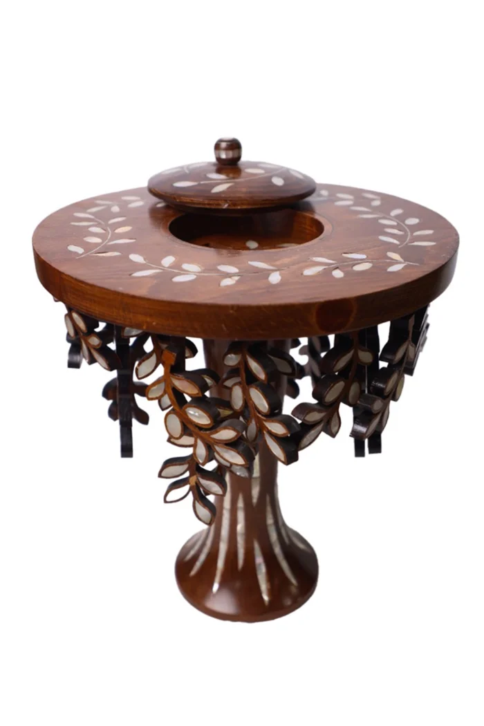 Handmade Olive Tree Incense Burner with Olive Wood Lid - Image 1