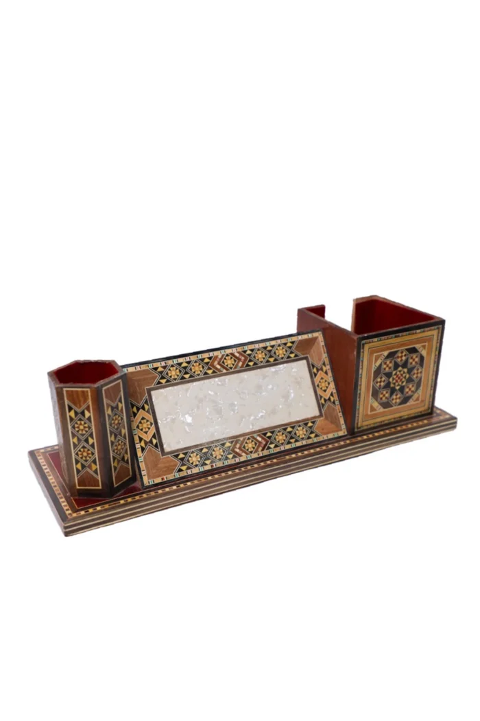 Mosaic Desk Set Handmade - 5-Piece with Engraving Area - Image 1